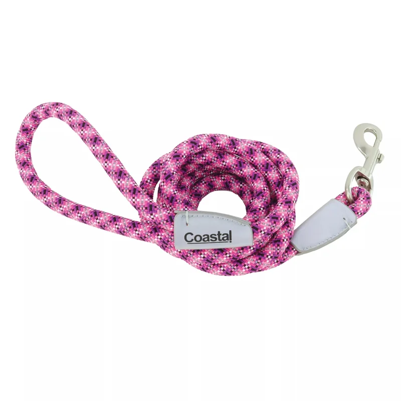 Coastal Pro Active Woven Reflective Rope Leash Pixel Pink
