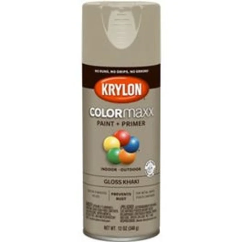 COLORmaxx Spray Paint + Primer, Gloss Khaki, 12-oz.