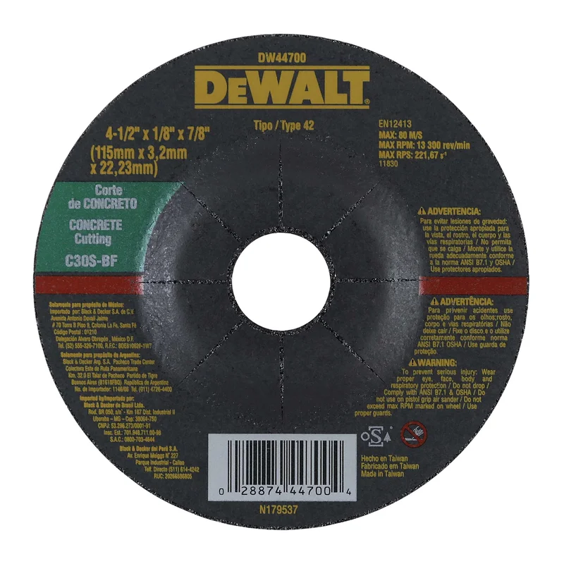 Concrete Cutting Disc 4-1/2" X 1/8" X 7/8" Dewalt