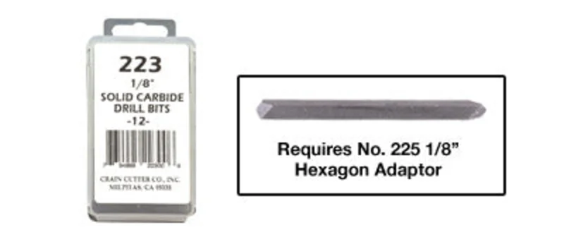 Crain No. 223 1/8 Solid Carbide Drill, Ea.