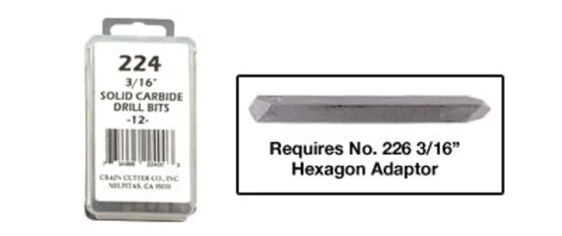 Crain No. 224 3/16 Solid Carbide Drill, Ea.