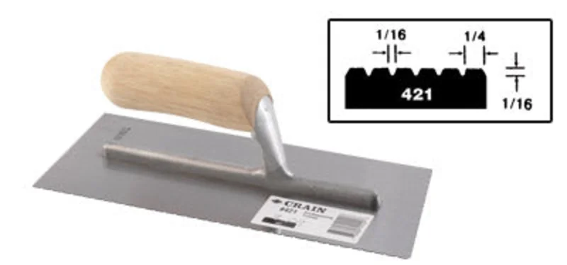 Crain No. 421 Trowel 1/16 x 1/4 x 1/16 V Notch
