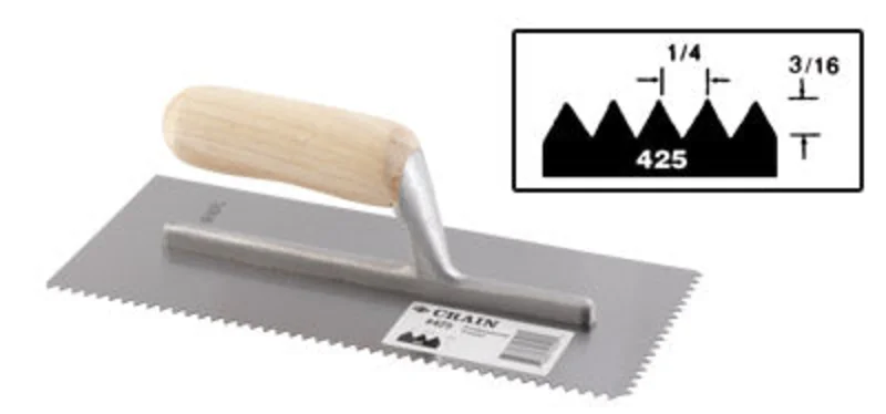 Crain No. 425 Trowel 1/4 x x 3/16 V Notch