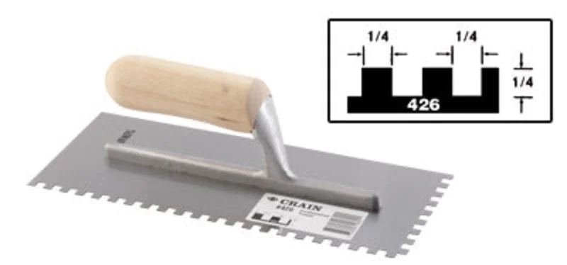 Crain No. 426 Trowel 1/4 x 1/4 x 1/4 Square Notch