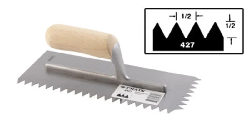 Crain No. 427 Trowel 1/2 x x 1/2 V Notch