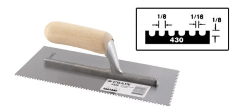 Crain No. 430 Trowel 1/8 x 1/16 x 1/8 U Notch