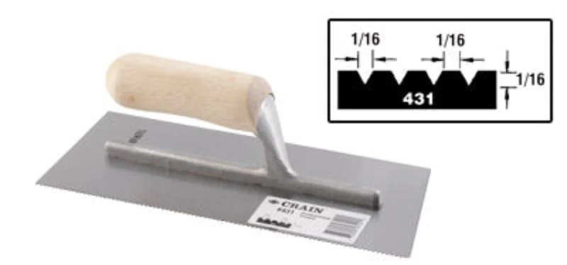 Crain No. 431 Trowel 1/16 x 1/16 x 1/16 V Notch