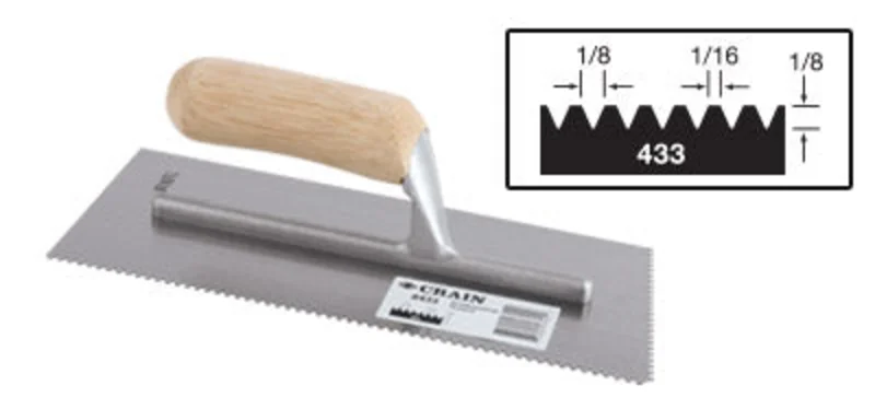 Crain No. 433 Trowel 1/8 x 1/16 x 1/8 V Notch