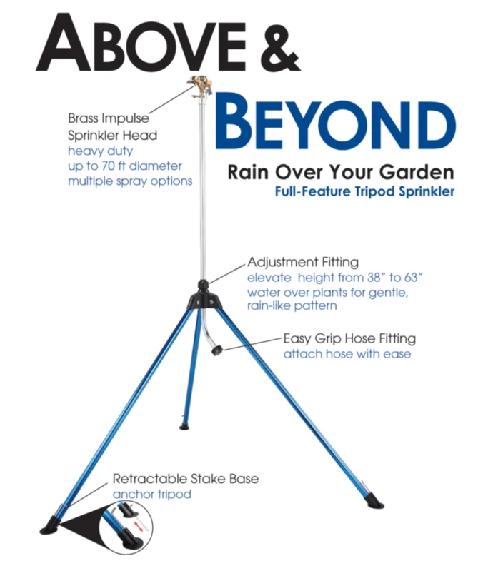 DRAMM Introduces the Tripod Impulse Sprinkler Blue