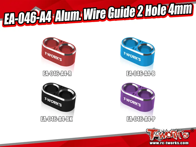 EA-046-A4    Alum. Wire Guide 2 Hole 4mm 4 Colors