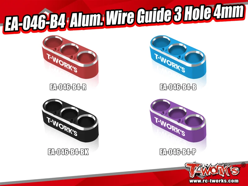 EA-046-B4   Alum. Wire Guide 3 Hole 4mm4 Colors