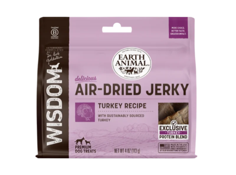 Earth Animal Wisdom Air-Dried Turkey Recipe Jerky Dog Treats