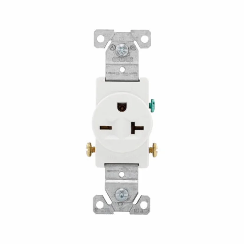 Eaton Cooper Wiring Commercial Specification Grade Single Receptacle 20A, 250V White White