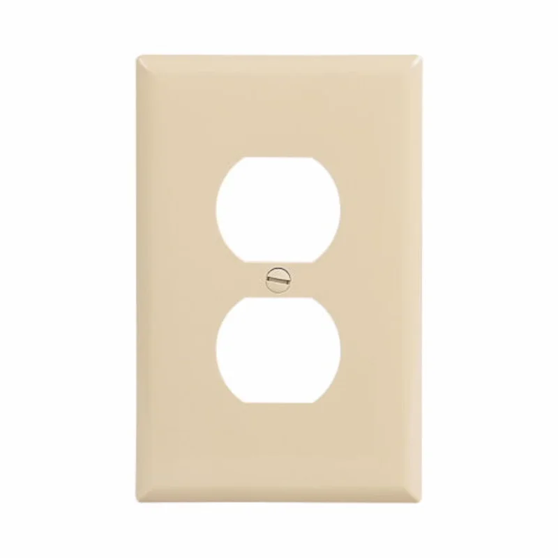 Eaton Cooper Wiring Duplex Receptacle Wallplate, Ivory 1 Gang Ivory