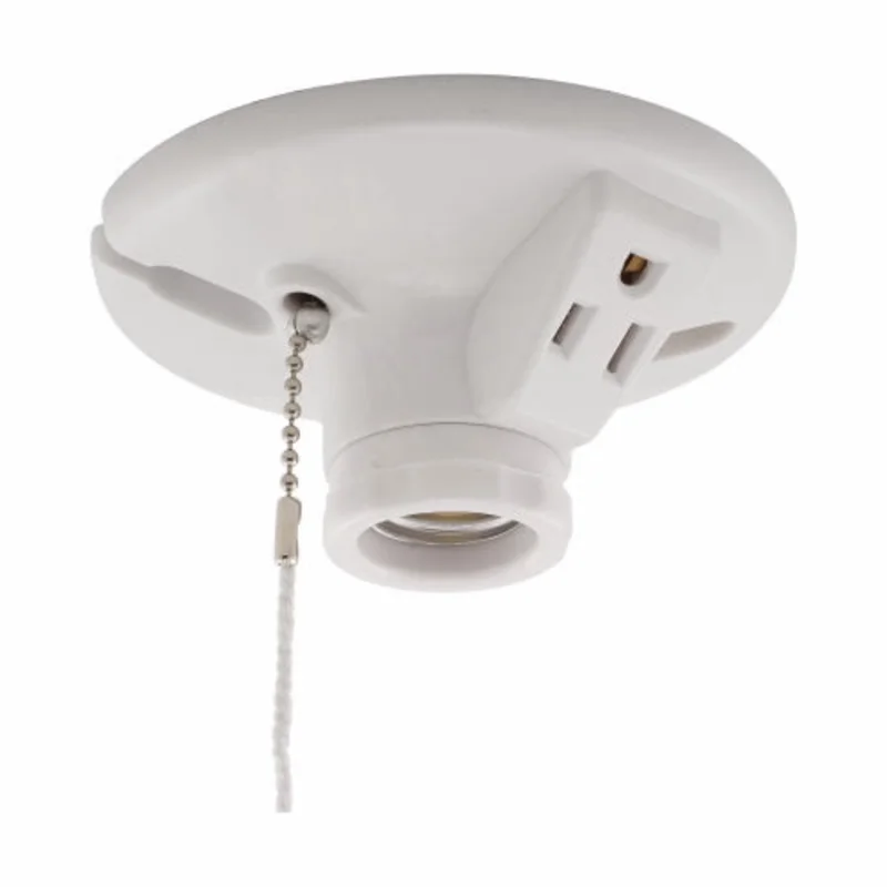 Eaton Cooper Wiring Lampholder, With Outlet 15A, 250V White White