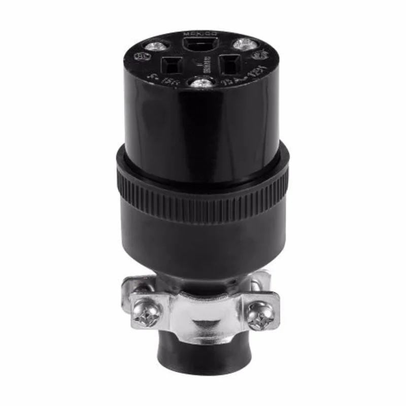 Eaton Cooper Wiring Straight Blade Connector 15A, 125V Black Black