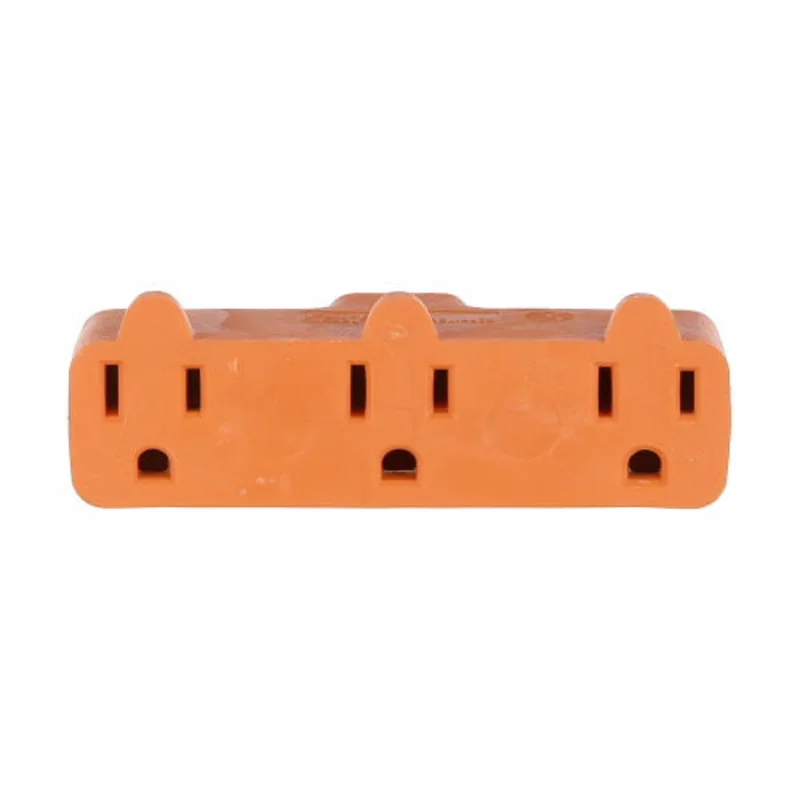 Eaton Cooper Wiring Three Outlet Cube Tap 15A, 125V Orange Orange