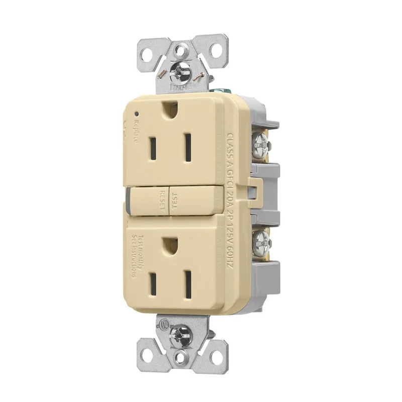 Eaton Slim GFCI Receptacle TRGF15V Ivory