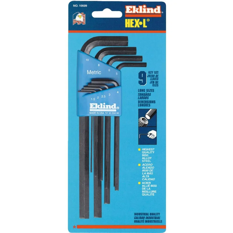 Eklind Metric Long Arm Hex Key Set, 9-Piece