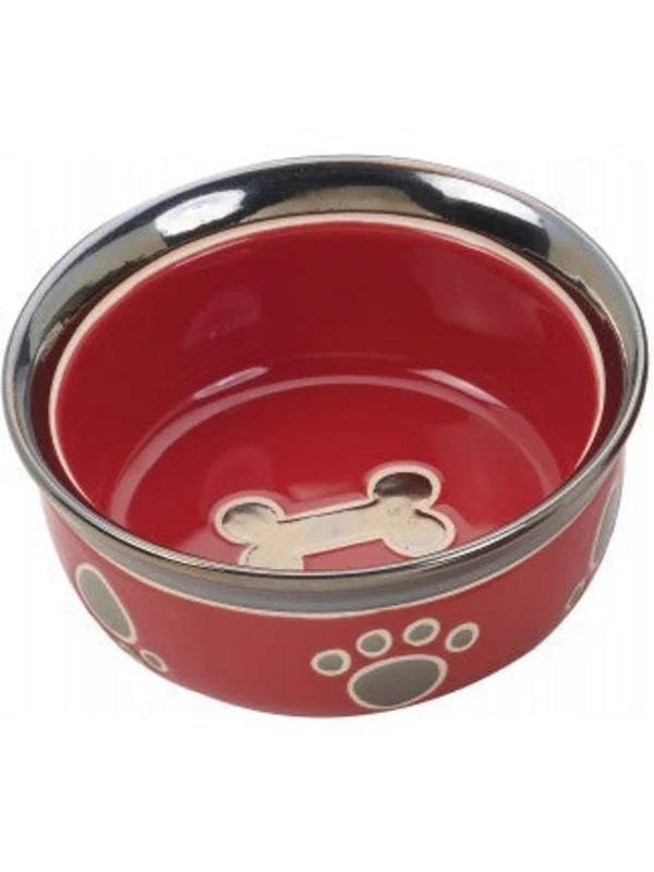 Ethical Products RITZ COPPER RIM, 5 DOG DISH, RED