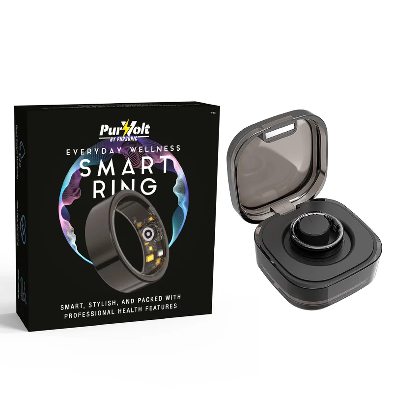 Everyday Wellness Smart Ring  Sleek Health & Sleep Tracker with Magnetic Charging Base