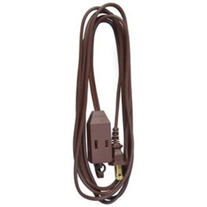 Extension Cord, 16/2 SPT-2 Brown Polarized Cube Tap, 9-Ft.