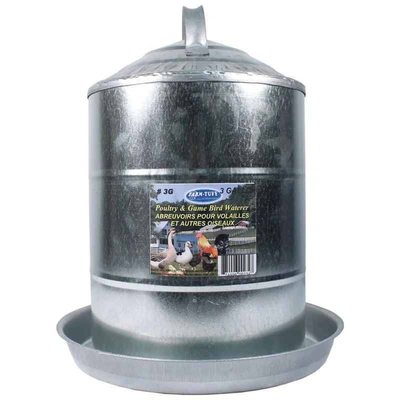 FARM-TUFF DOUBLE WALL CONE TOP GALVANIZED POULTRY WALL FOUNT GALV STEEL