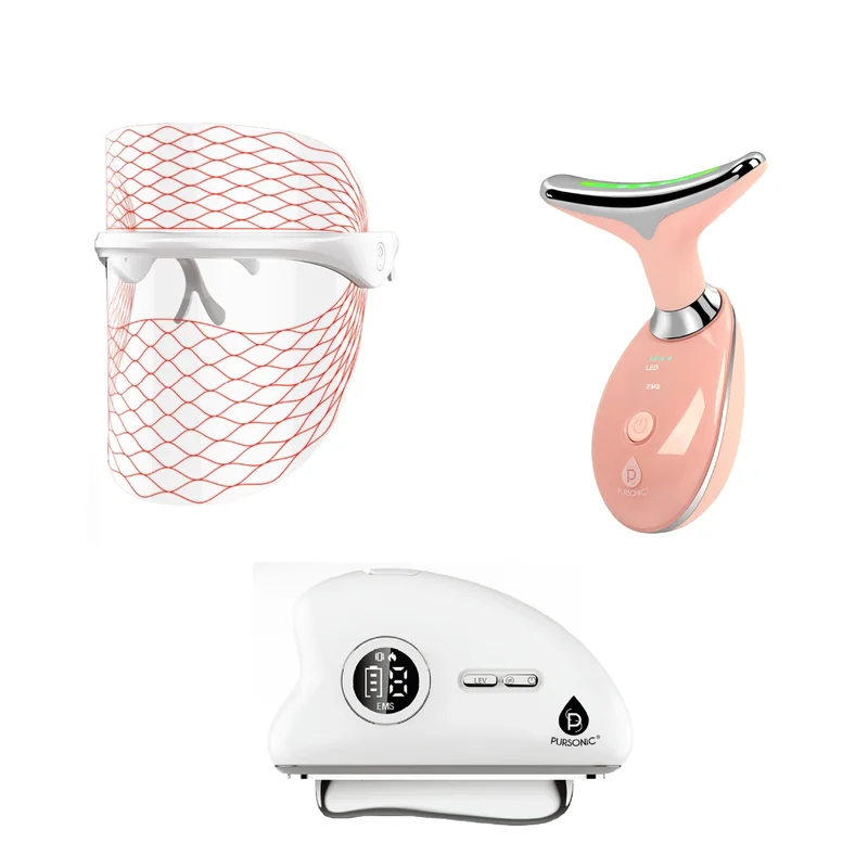 Firming, Lifting & Radiance Skincare Set Pursonic 7-in-1 LED Light Therapy Face Mask & Sculpting Wand Set