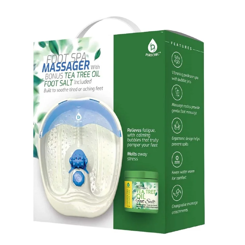 Foot Spa Massager with Tea Tree Oil Foot Salt Scrub (Warming Function) Blue