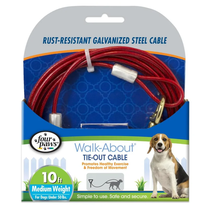 Four Paws Walk-About Tie-Out Cable - Medium Weight