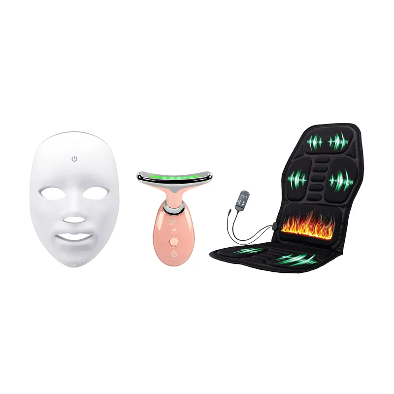 Full-Body Relief & Skin Therapy System Heated Chair Massager, Red Light Mask & Sculpting Wand