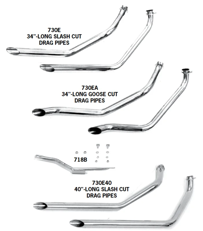 FX Model Shovelhead Staggered Dual Drag Pipes For Swingarm Frames