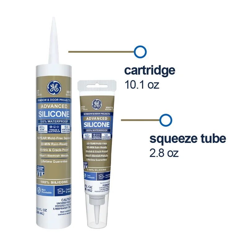 GE Advanced Silicone 2 Window & Door Sealant Clear, 2.8 Oz Clear