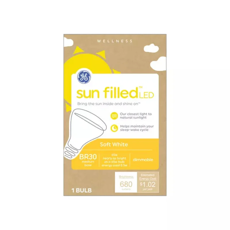 GE Sun Filled LED 65 Watt Replacement, Soft White, BR30 Indoor Floodlight Bulbs Soft White (1 Pack)