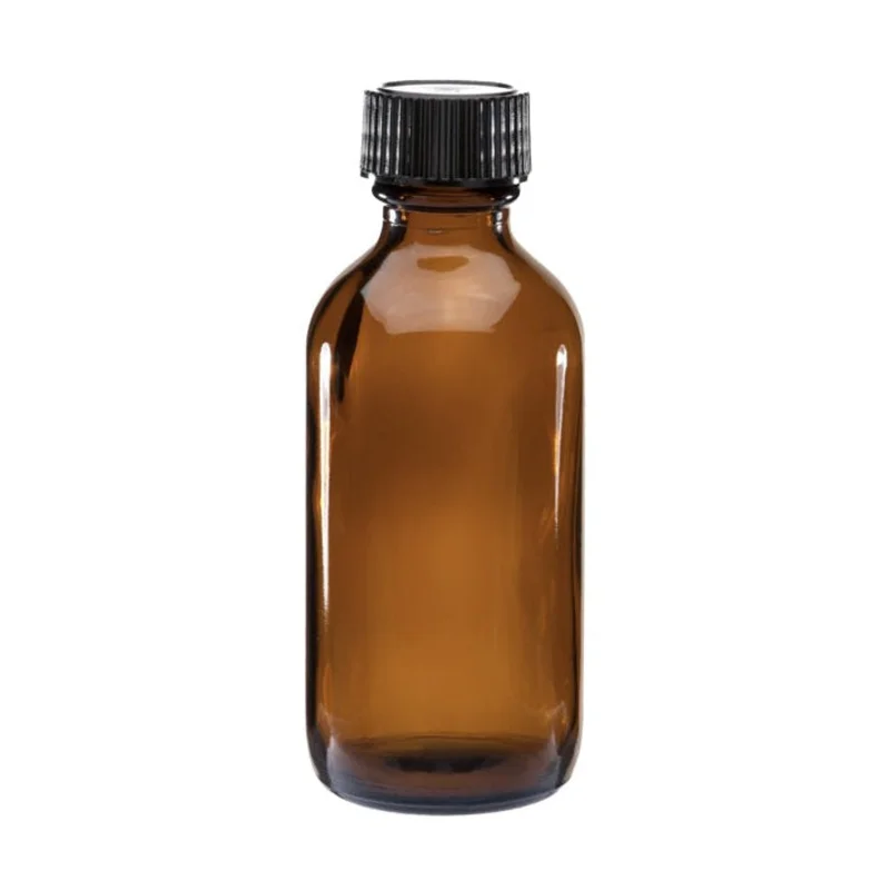 Glass Boston Round Bottles 2oz Brown Translucent with Cap
