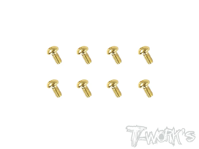 GSS-204B 2mmx4mm Gold Plated Steel Button Head Screws8pcs.
