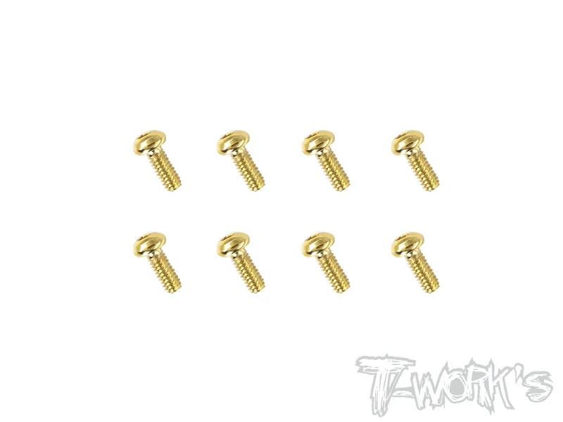 GSS-206B 2mmx6mm Gold Plated Steel Button Head Screws8pcs.
