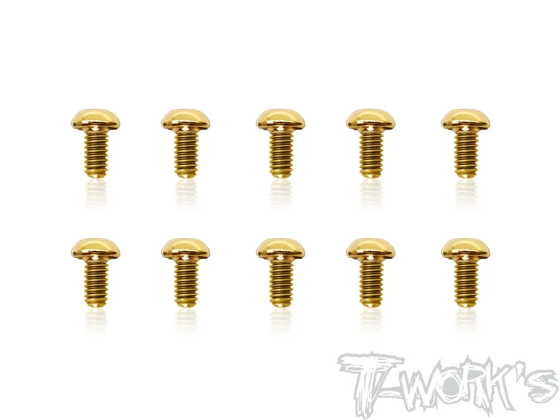 GSS-2505B 2.5mmx5mm Gold Plated Steel Button Head Screws8pcs.
