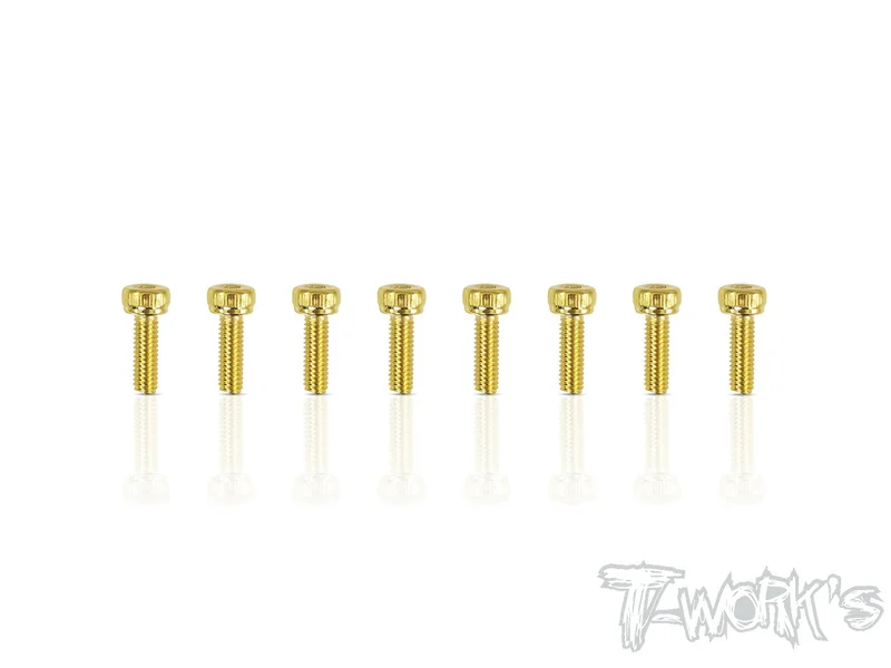 GSS-2508H 2.5mmx8mm Gold Plated Steel Hex. Socket Head Screws8pcs.