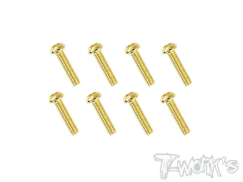 GSS-2510B 2.5mmx10mm Gold Plated Steel Button Head Screws8pcs.
