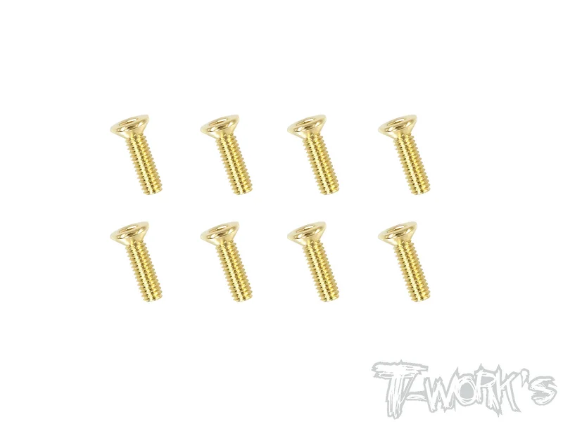 GSS-2510C 2.5mmx10mm Gold Plated Steel Hex. Countersink Screws8pcs.