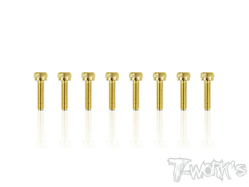 GSS-2510H 2.5mmx10mm Gold Plated Steel Hex. Socket Head Screws8pcs.