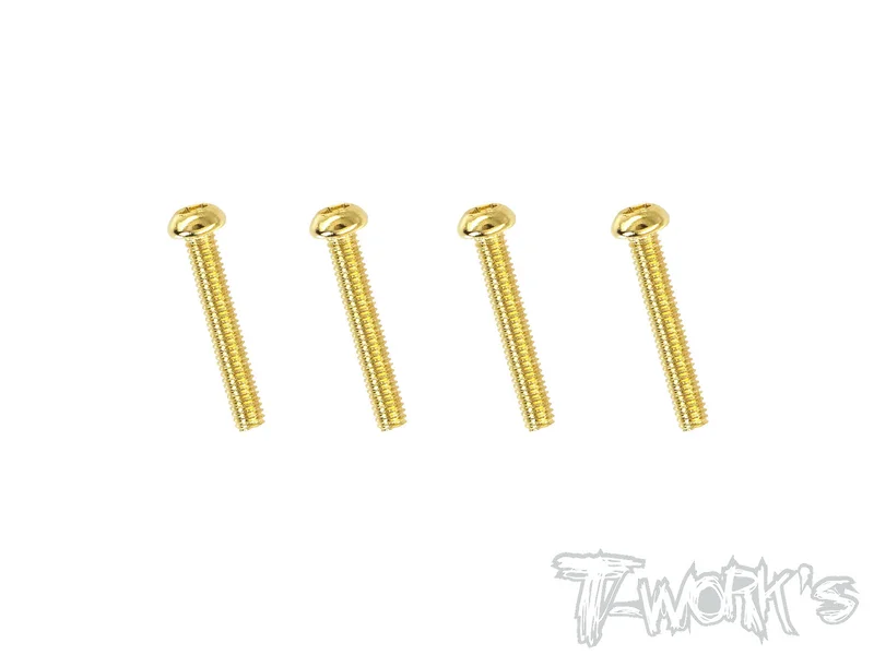 GSS-2518B 2.5mmx18mm Gold Plated Steel Button Head Screws4pcs.