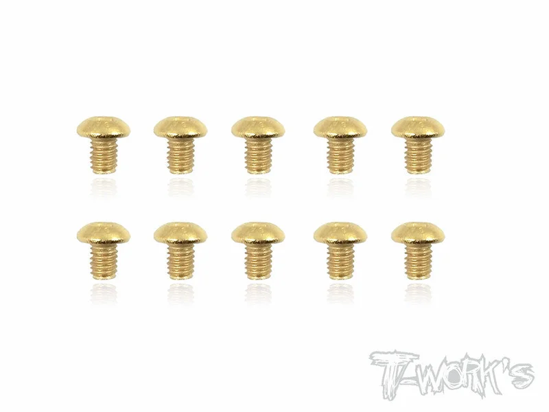 GSS-304B 3mmx4mm Gold Plated Button Head Steel Screws10pcs.