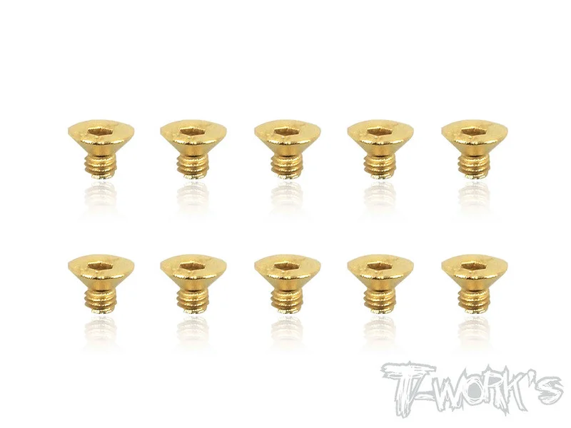 GSS-304C 3mmx4mm Gold Plated Hex. Countersink Steel Screws10pcs.