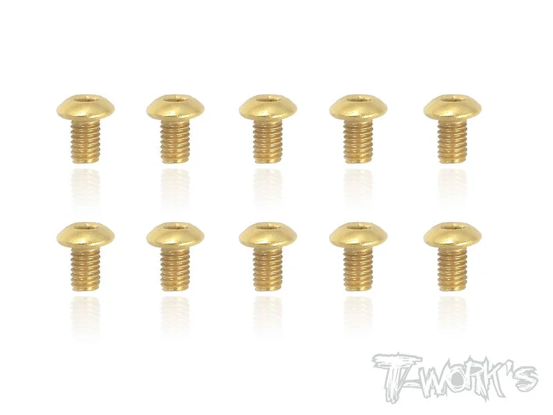 GSS-305B 3mmx5mm Gold Plated Button Head Steel Screws10pcs.