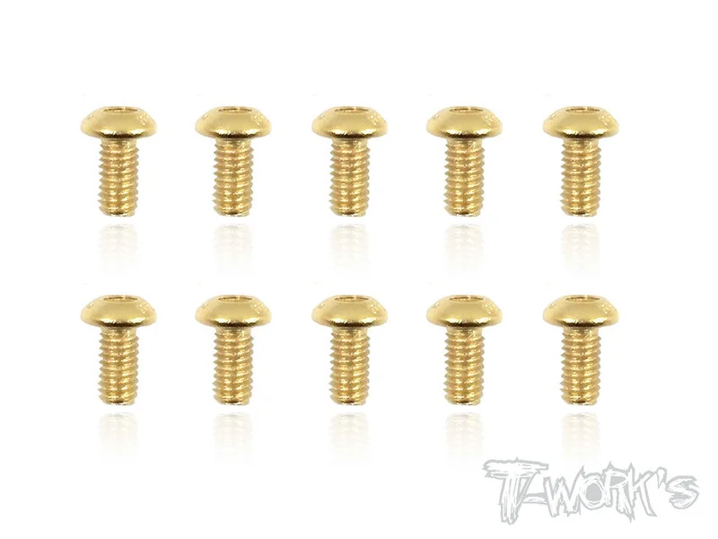 GSS-306B 3mmx6mm Gold Plated Button Head Steel Screws10pcs.