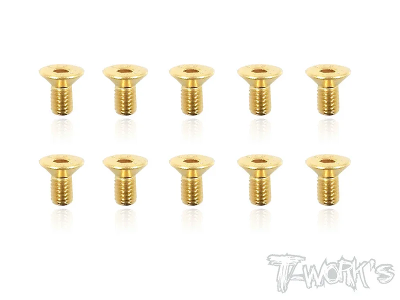 GSS-306C 3mmx6mm Gold Plated Hex. Countersink Steel Screws10pcs.