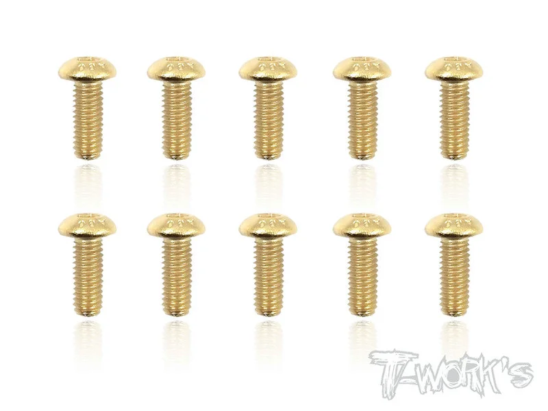 GSS-308B 3mmx8mm Gold Plated Button Head Steel Screws10pcs.