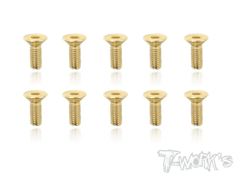 GSS-308C 3mmx8mm Gold Plated Hex. Countersink Steel Screws10pcs.